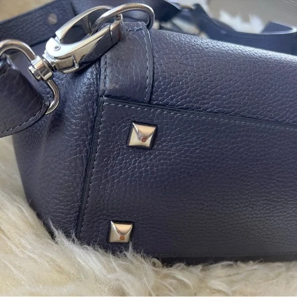 Henri Bendel Rivington Pebbled Leather Backpack Dark Grey - Picture 4 of 5